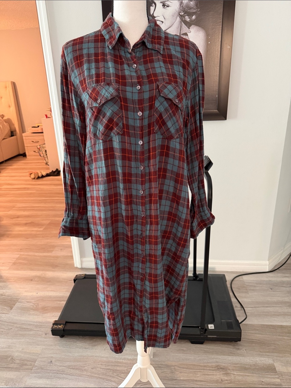 Natural life flannel shirt dress medium